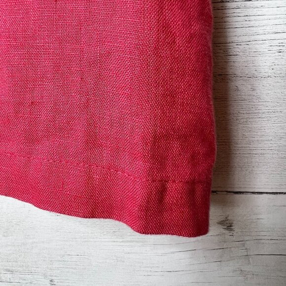 JM Collection Blouse Womens Size 12P Coral V Neck Button Down 100% Linen Spring - Picture 5 of 15